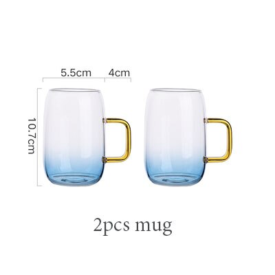 Glass Kettle Set Household Heat-resistant and High-temperature Explosion-proof Cooler Large Capacity Cold Water Teapot: 2 Mugs