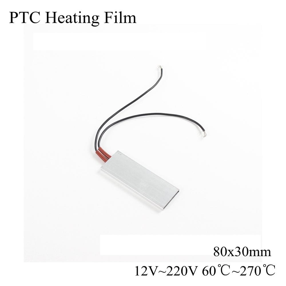 80x30mm 12V 220V PTC Heating Element Constant Thermostat Insulated Thermistor Ceramic Air Heater Plate Fan Heat Film 12 100 220