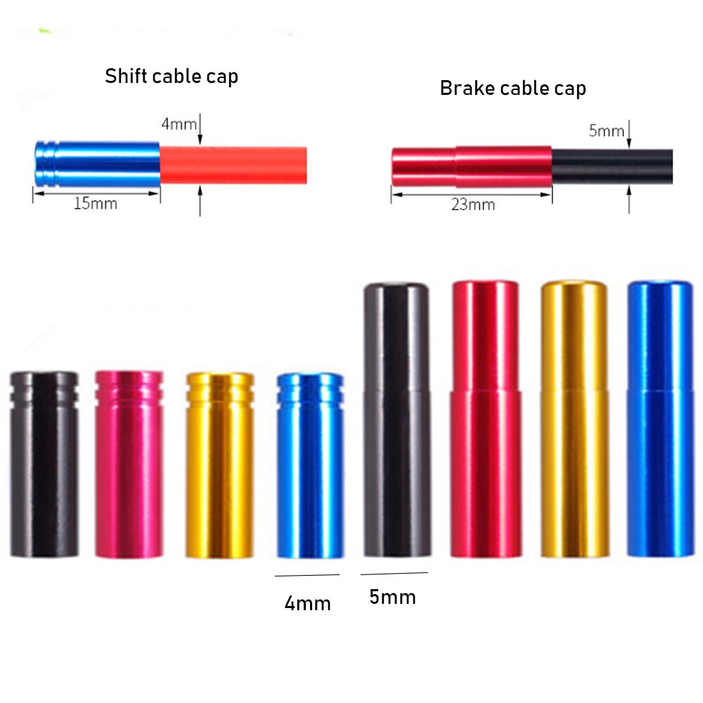 Tapa de Cable de cambio de freno/desviador de aluminio, 5 piezas, 4 colores, tapa de punta de extremo de bicicleta para exteriores, accesorios de piezas de ciclismo de montaña y carretera