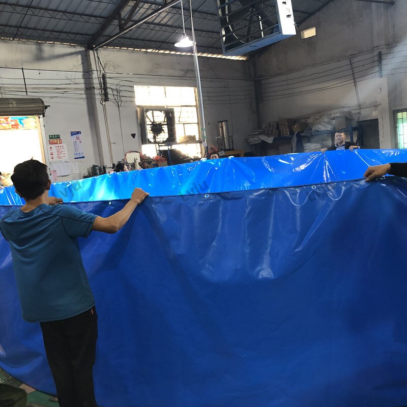 Lvju Rectangle Fish Tank 5000 Liter L2.5m x W2m x H1m Tarpaulin Fish Tank: 3000L Dia2xH1m