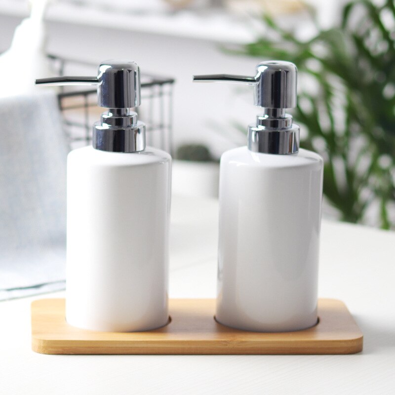 MOIIO distributeur de savon liquide, accessoires de salle de bains, shampoing, Simple, Gel douche, noir, blanc, bouteilles à pression en céramique