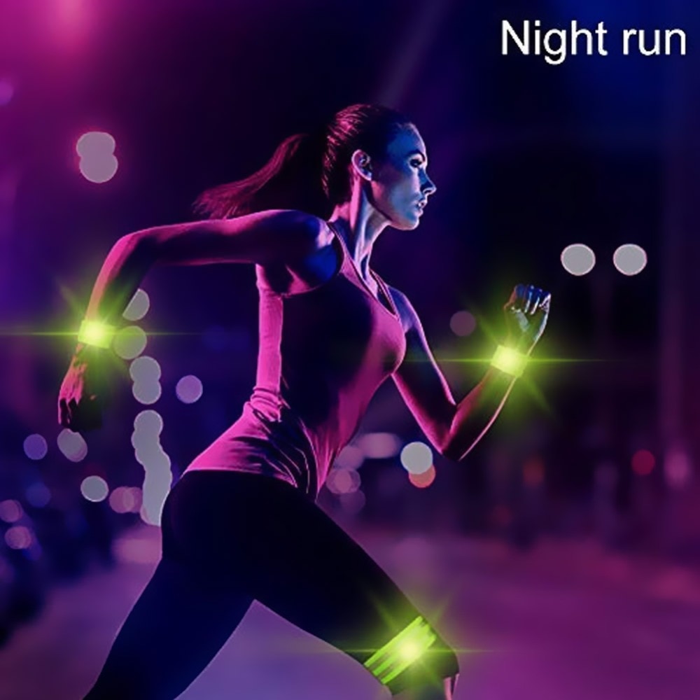 2Pcs Reflective Bands Safety Flashing Armband Belt Glow in the dark Bracelet for Night Jogging Walking Biking Cycling Running
