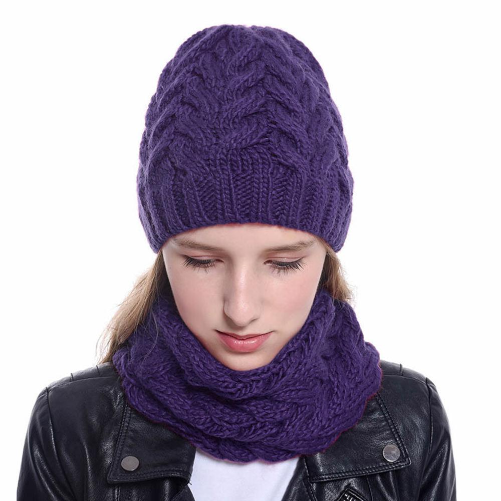 Winter muts sjaal set voor meisjes dames gebreide muts met zoom, muts, muts, casual warme muts, echarpe bonnet femme  #3f