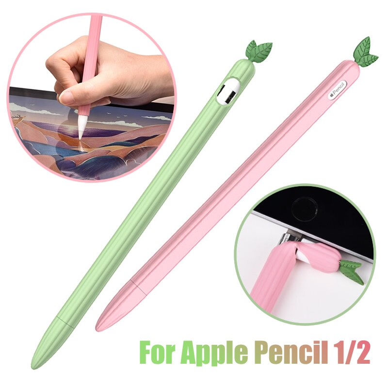 Anti-Scratch Case for Apple Pencil 1/2 Cartoon Fruit Silicone Protective Cover Pouch Cap Holder Stylus for iPad Pen Pencil