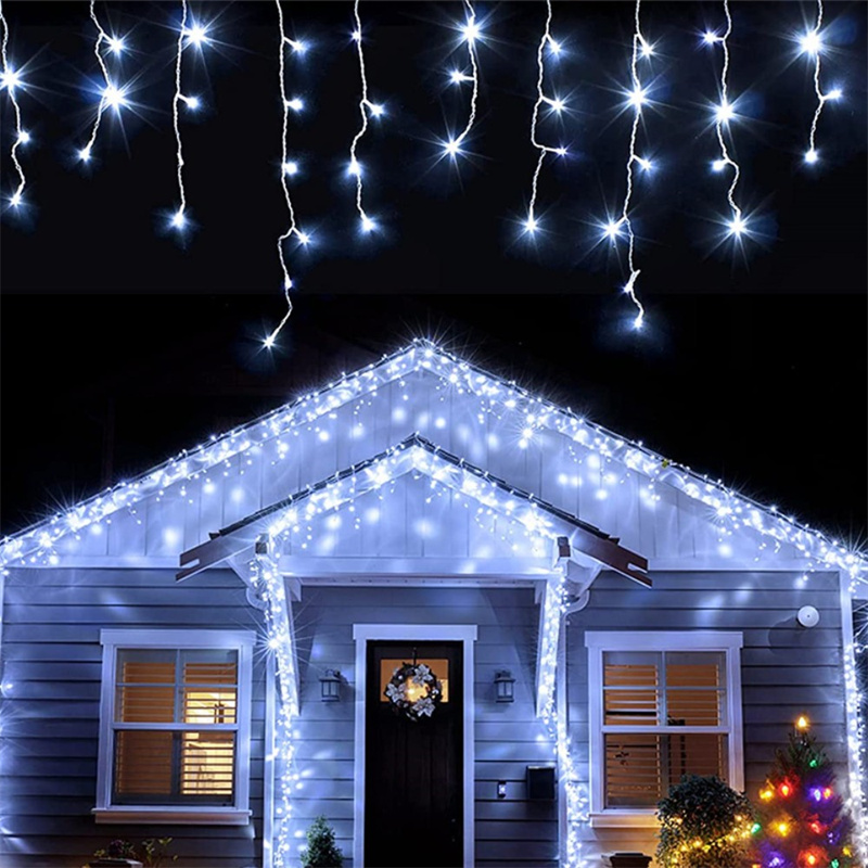 Luces Led de cascada para decoración de exteriores, cadena de luces de Navidad, caída de 5M, 0,4-0,6 m, para , jardín, aleros: changeable / O