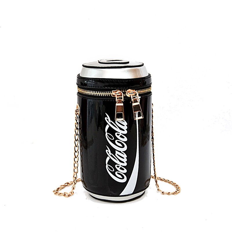 Cola dåser til kvinder skuldertasker til kvinder personlighed netværk crossbody taske til piger mini aftenpung sæk: Sort