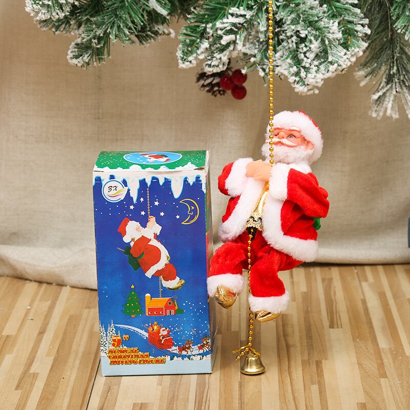 Weihnachten Baum Dekoration Santa Claus Elektrische Leiter Klettern Spielzeug Elch Musik Spielzeug Für freundlicher Party Weihnachten Frohes Neues Jahr: Klettern Perlen
