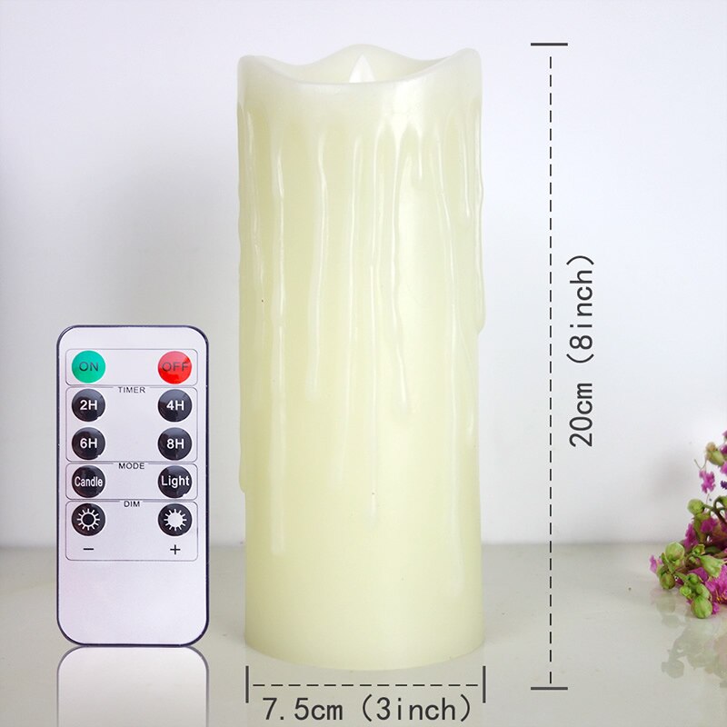 Lellen Ivory Flickering LED Candles with Remote control scented bougie battery operated Candles Electric home Wedding Decoration: 75x200mm
