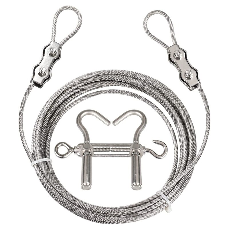 Portable Windproof Clothes Rope With Stainless Steel Cable Fastening System Multifunctional Heavy Duty Laundry Rope: Default Title