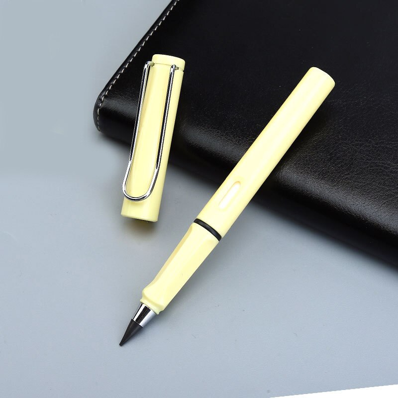 Technology Unlimited Writing Pencil No Ink Novelty Eternal Pen Art Sketch Painting Tools School Supplies Stationery: Light yellow