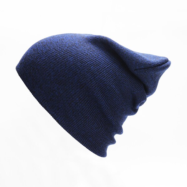 Bonnets doux pour hommes casquette d'hiver femmes Polyester Slouchy tricoté chapeau pour garçons décontracté Ski chapeau femme Hip Hop automne bonnets fille: Marine Bleu