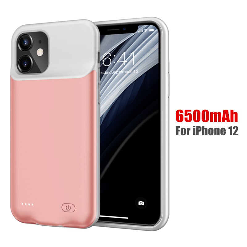 Amstar odporny na wstrząsy futerał na ładowarkę do iPhone 12 Pro Max 12 Mini Powerbank Case zewnętrzny zestaw do ładowania baterii: Pink 12