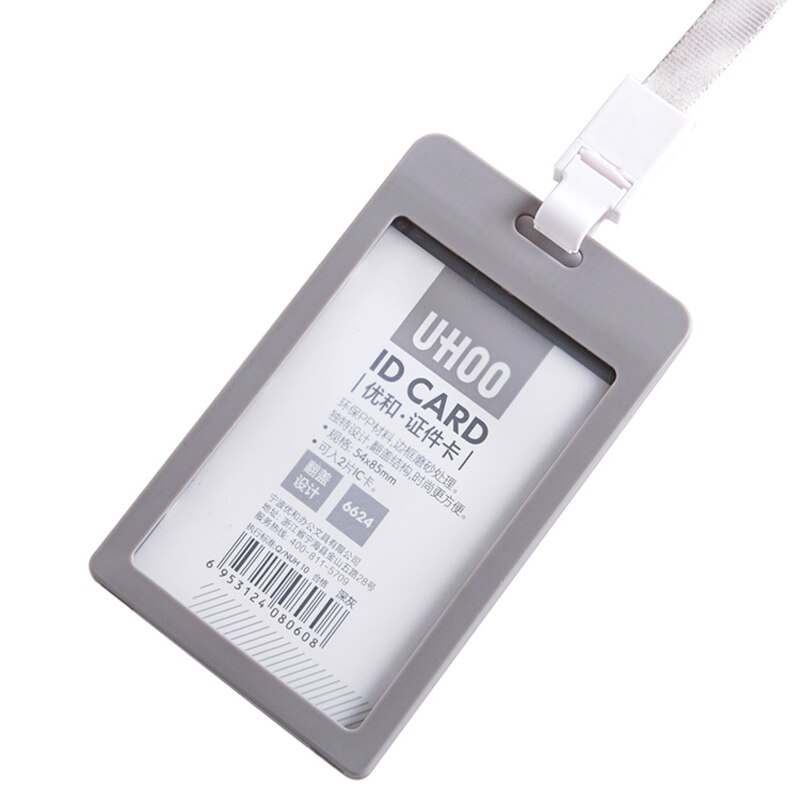 Plastik id badge kortholder business security pass tag holder med snor kontorartikler skole elevkort buskort holder