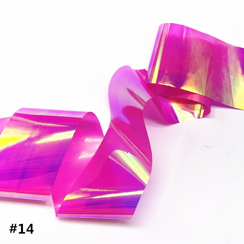 Aurora lámina de cristal para uñas, película adhesiva de celofán, de tendencia de uñas coreanas, cubo de hielo, decoración DIY, 100cm/botella: 14
