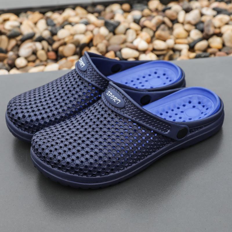 Original Klassische verstopft Garten kippen-Flops Wasser Schuhe Männer Sommer Strand Aqua Slipper draussen Schwimmen Sandalen Plattform Punkte Schuhe: Blau / 8.5