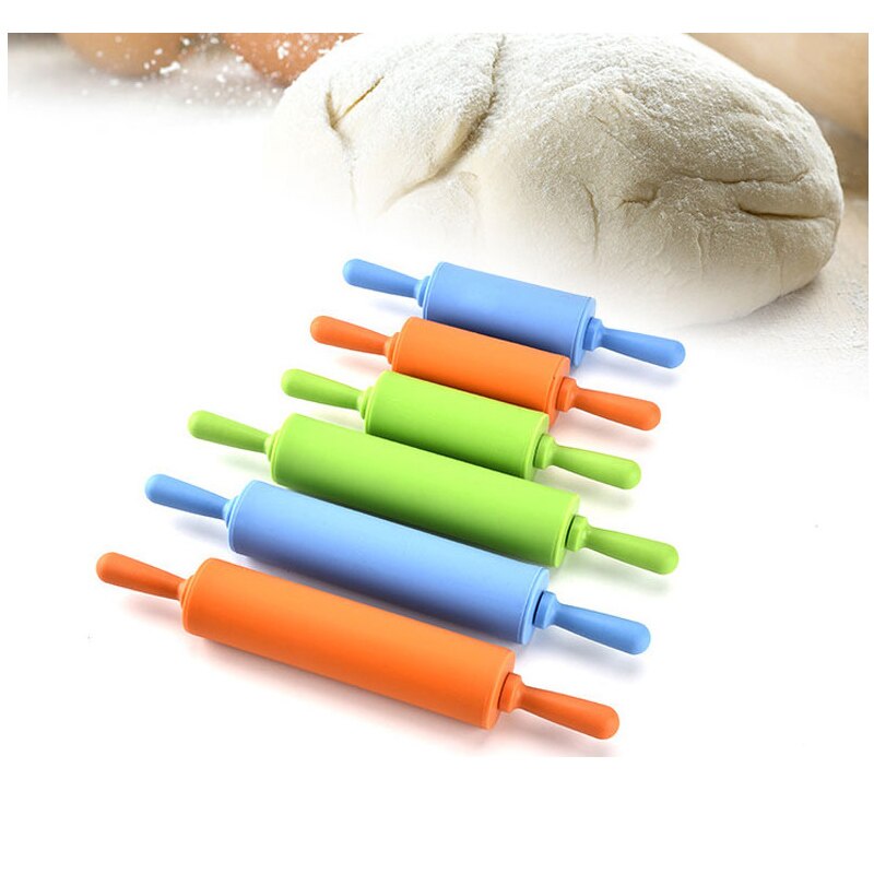 Rodillo antiadherente para fondant para niños, rodillo de masa para pasteles, manualidades, herramienta de cocina para hornear, Color aleatorio