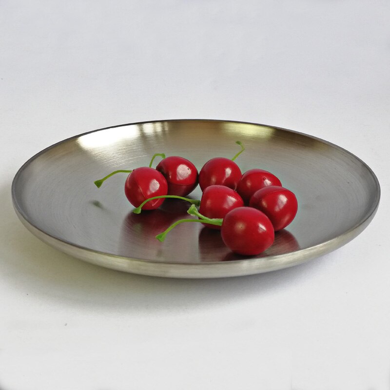 Dinner Plate 304 Stainless Steel Dinnerware 8 Inch Round Plate Eco-Friendly Tableware Household Fruit Plate Nut Dish Plate