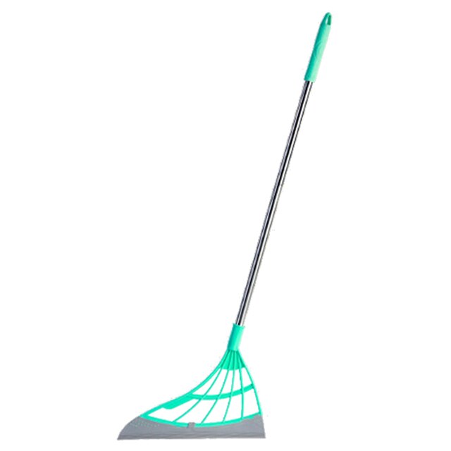 2 In 1 Rubber Broom Hand Push Sweeper Magic Broom Floor Wiper Squeegee for Floor Cleaning: Blue
