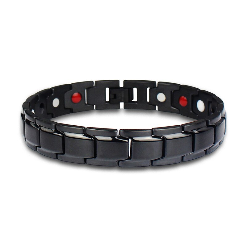 Therapeutic Energy Healing Bracelet Titanium Steel Magnetic Therapy Bangle Bracelets BMF88: black