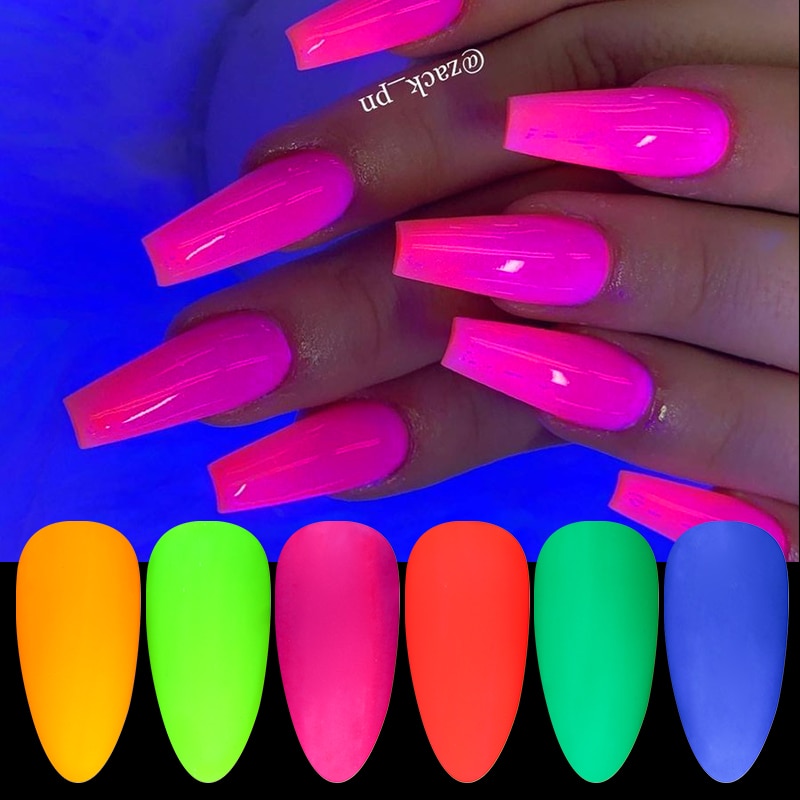 1 låda fluorescerande nagelpulver neonfosfor färgglad nagelkonst glitterpigment som håller längst 3d glödande självlysande dammdekorationer
