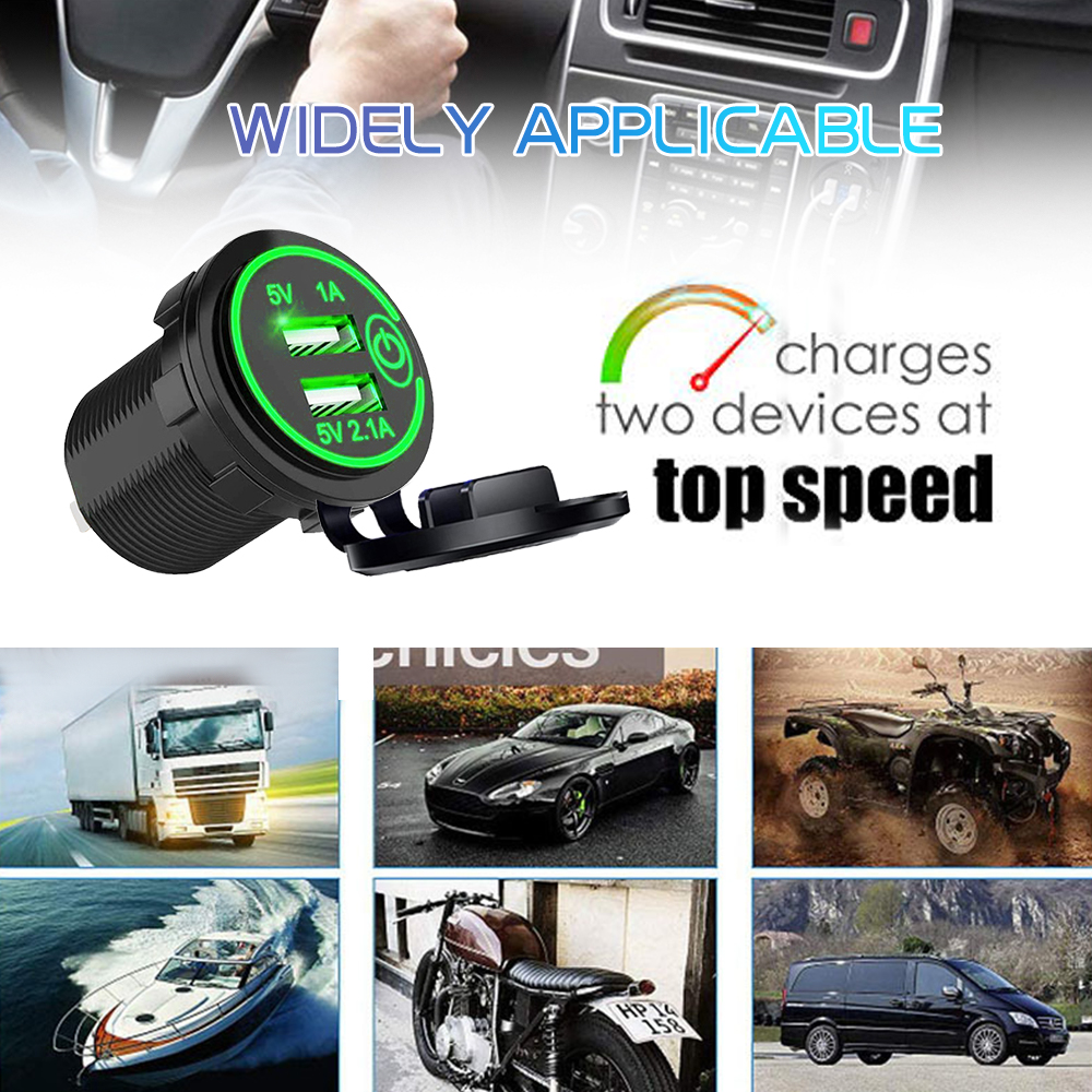 12V-24V Dual Usb Ladegerät Steckdose Wasserdicht 3,1 EINE Dual Ladegerät Buchse mit berühren Schalter für Auto Stiefel Marine Motorrad