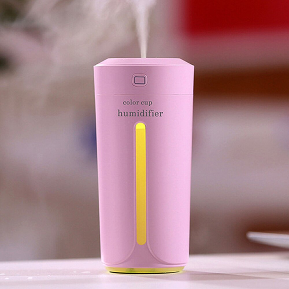 Luftfuktare eliminera statisk elektricitet ren luftvård för hud nano sprayteknik tyst 7 färgljus bil kontor: Rosa
