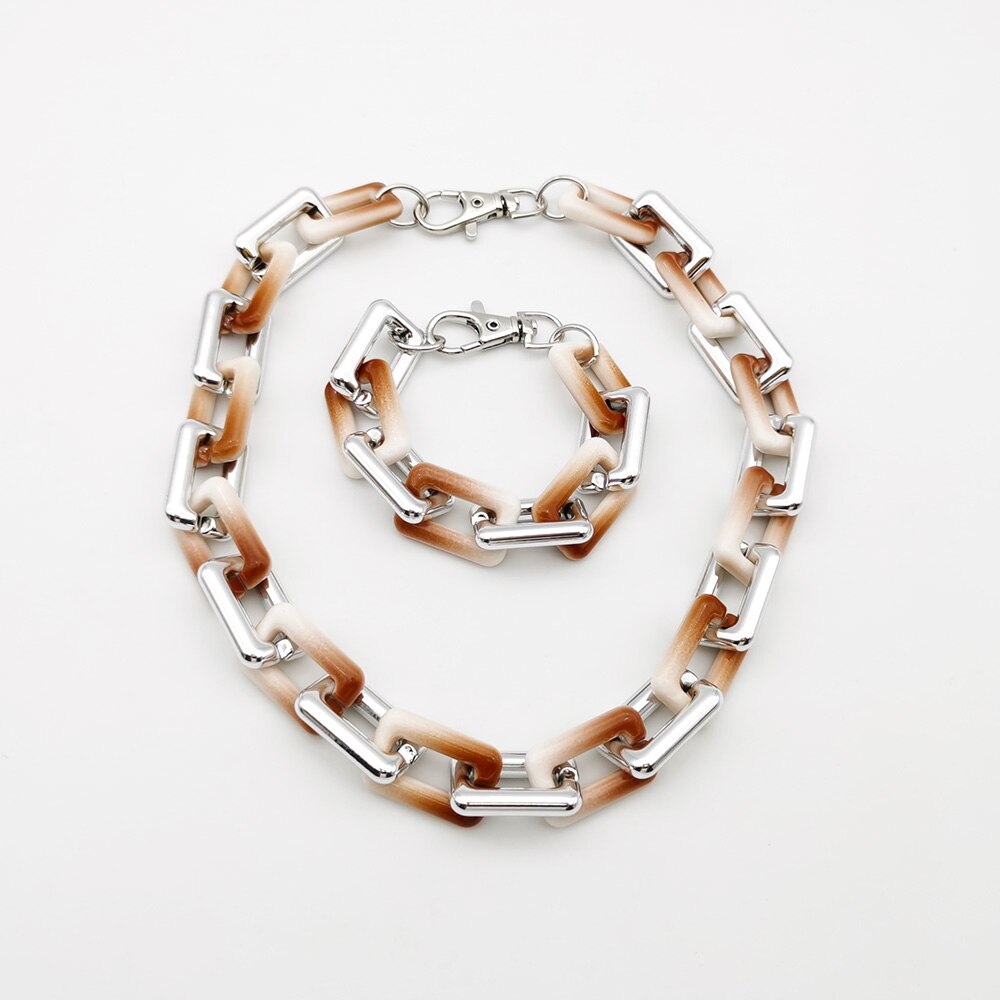 Necklaces Colorful Plastic Thick Chain Statement Choker Collar Necklace Hip Hop Night Club Jewelry For Women