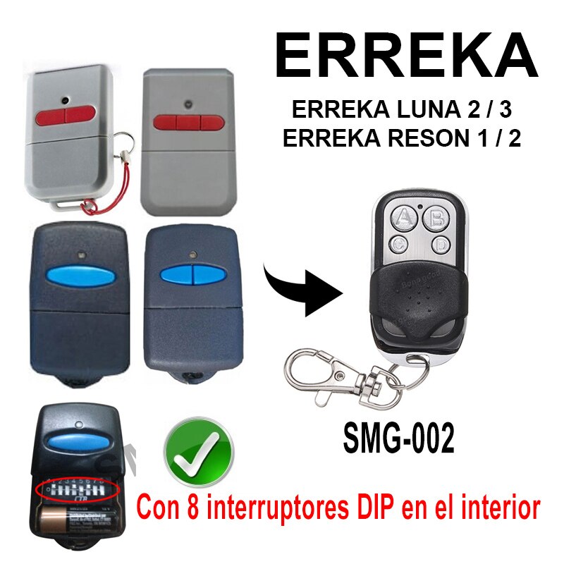 Erreka garage fjärrkontroll arbete för alla erreka gate dörröppnare 433 mhz 868 mhz sändare garage kommando: Med 8 omkopplare