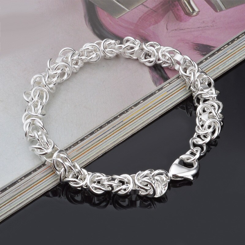 OMHXZJ Persoonlijkheid Mode Unisex Zilveren Draak Hoofd Ketting 925 Sterling Zilveren Armband + Ketting Sieraden Set SE38: bracelet