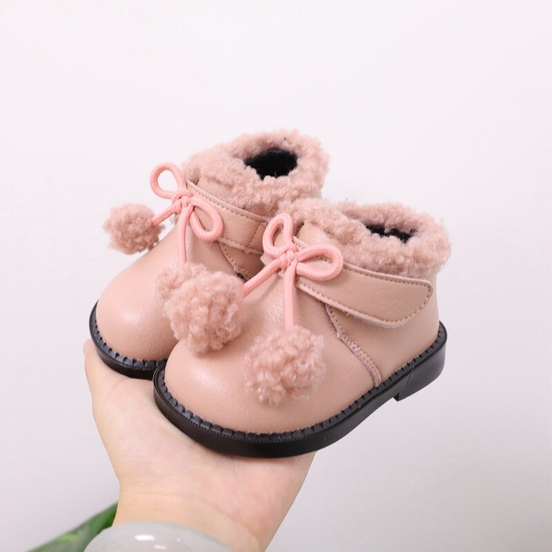 Winter Baby Mädchen Stiefel 1-2 Jahre alt freundlicher Schuhe Kleinkind Mädchen Baumwolle gepolsterte Schuhe Vlies Stiefel: Rosa / 16