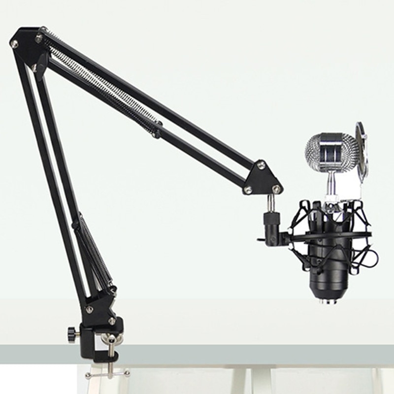 Microphone Boom Stand, Boom mic arm,Adjustable Desktop Suspension Boom Scissor Mic Stand,Table Mounting Clamp, for Live Broadcas