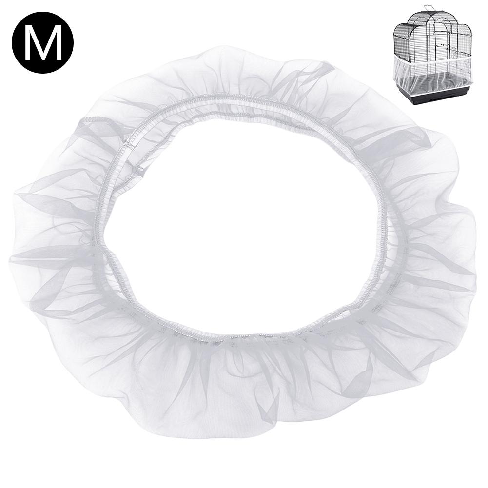 Nylon Mesh Bird Cage Cover Shell Skirt Net Easy Cleaning Seed Catcher Guard Bird Cage Accessories Airy Mesh Parrot Bird Cage Net: White M
