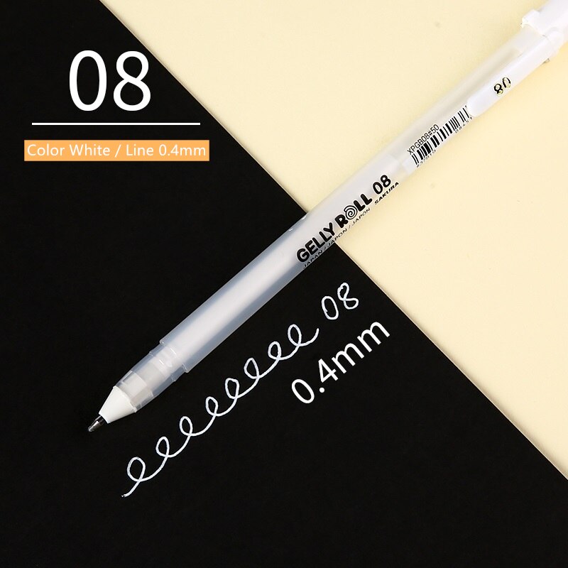 Sakura-rotulador de Color blanco, dorado y plateado, rotulador de pintura para dibujo, arte, papelería japonesa, suministros para oficina y escuela, H6499: White 08