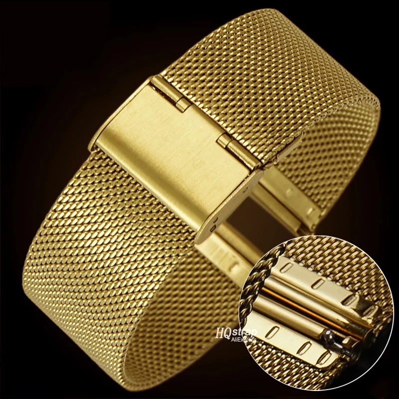 Correa de reloj milanesa 1,0/0,6/0,4, 18mm, 20mm, 22mm, correa de repuesto Universal de acero inoxidable para pulsera Seiko para pulsera de rol: White black / 12 mm