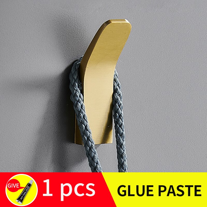 Badrum mantel krokar självhäftande hängare kläder kappa krok skruv gratis installation toalett inredning rum guld dörr krok: Guld -1 st