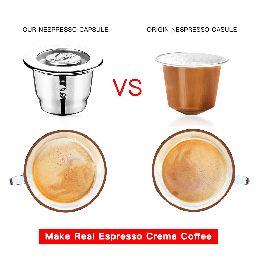 iCafilas Eco-Friendly Package Refillable Coffee Capsule Corp For Nespresso Reusable Pod Stainless Steel Upgrade Version