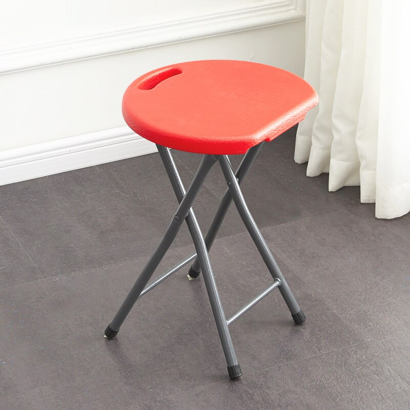 Thickened Plastic Folding Stool Household Living Furniture Round Restaurant Folding Chair Multifunctional Outdoor Portable Seats: gules
