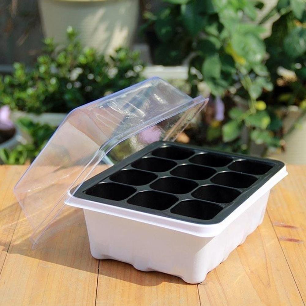 12 Cells Nursery Pot Planting Seed Tray Kit Plant Germination Box With Lid Garden Grow Box