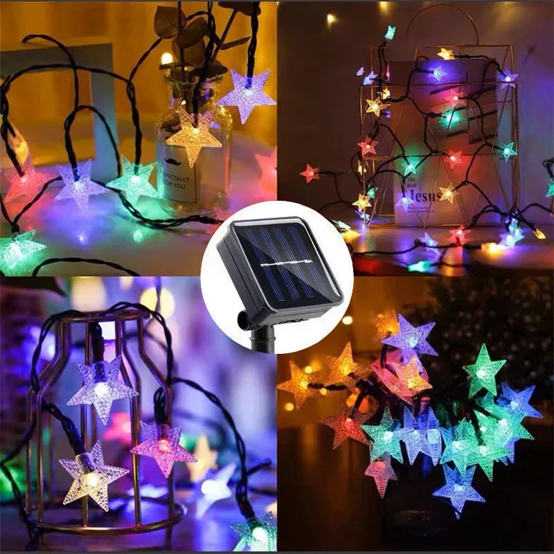12M 7M 5M Solar Stern Lampe Outdoor Garten Girlanden Fee Funkeln LED Lichterkette für Weihnachten baum Hochzeit Party Dekoration: changeable / 6-10W