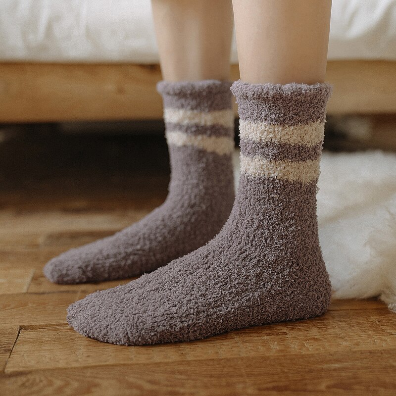 One Pair Arrivals Twist Coral Fleece Socks Female Kawaii Tube socks Autumn Winter Cute Warm Fluffy Sleeping Floor Socks