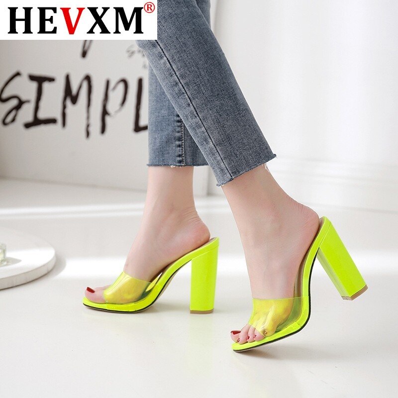Schoenen slippers hakken jelly slides grote maten schoenen dames hoge transparante basic rome stof pu super hoof schoenen slippers hakken
