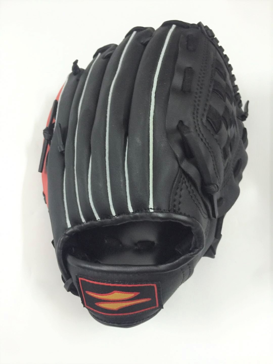 Leder Baseball Schlagen Handschuhe Männer freundlicher Rechts Hand Baseball Handschuh Ausrügestochen Fänger Guante Beisbol Sport Zubehör BJ50ST: Schwarz / 11.5 Zoll