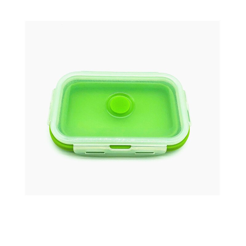 Silicone Collapsible Portable Lunch Box Microwave Oven Bowl Kids Folding Bento Box Eco-Friendly Food Storage Container Lunchbox: green / 800ml