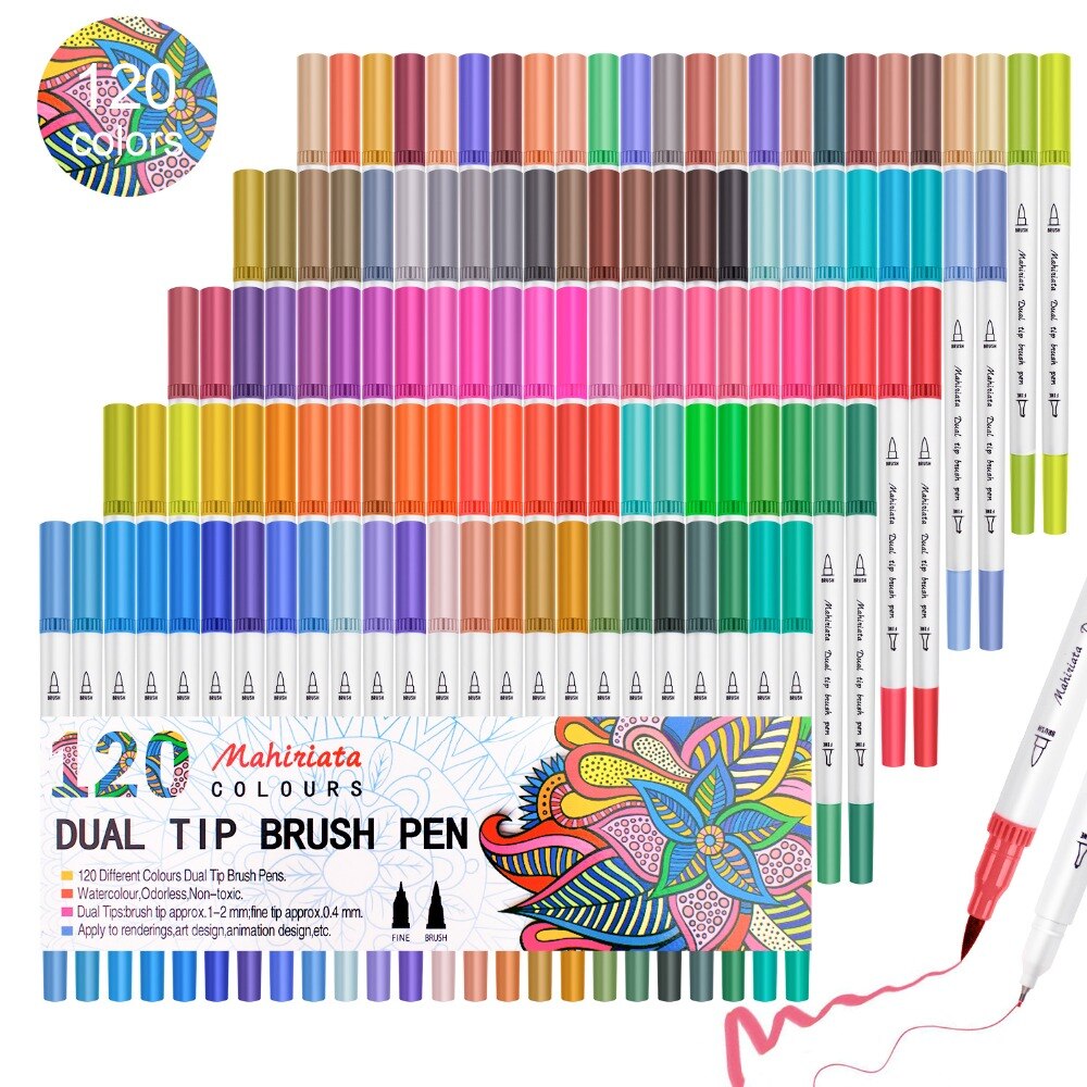 Laconile-rotuladores de doble punta para dibujo de acuarela, rotuladores Fineliner para colorear bocetos, Manga de Color para niños y estudiantes