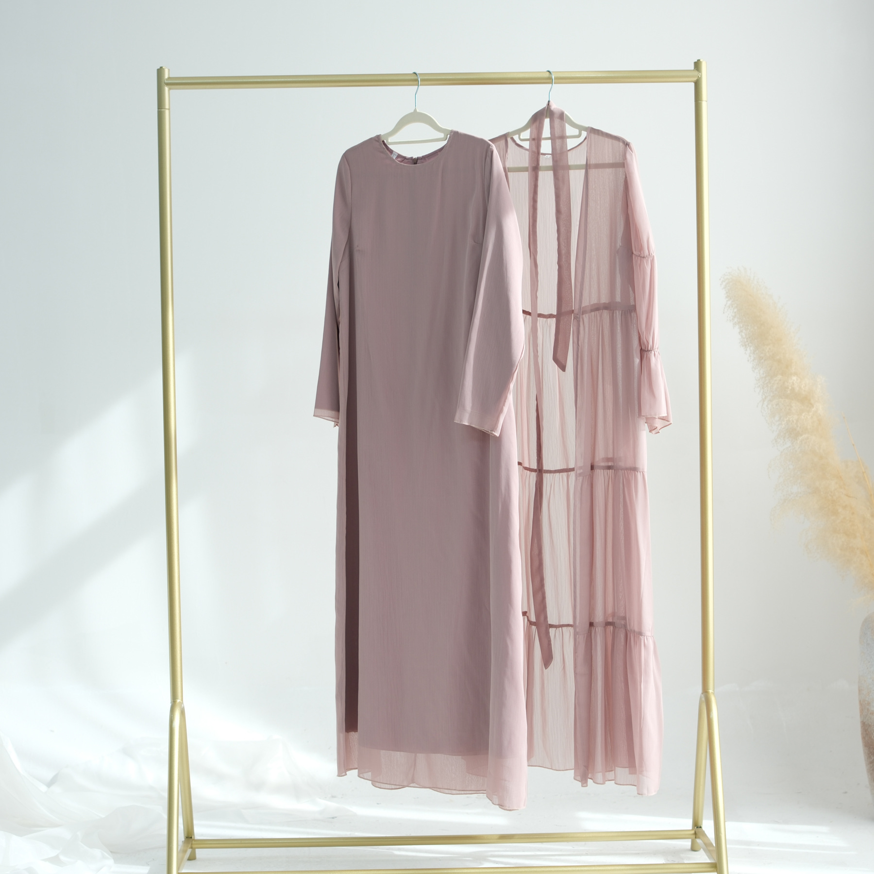 Muslimi-setti naisille ramadan arabialainen muslimi vaatimaton mekko dubai hijab abaya islamilainen juhla-asu kalkkunaviitta: Xxl / Sininen