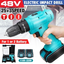 48V 3 in 1 Cordless Impact Electric Drill Hammer Screwdriver with Battey Drill Accessories 25+3 Turque Power Driver Tools Set