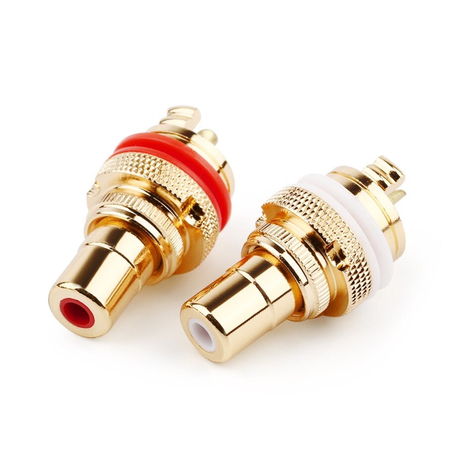 RCA Connector Female Jack Bright/Copper/Dumb/Rhodium Plated Socket Chassis Speaker Connectors 32mm HiFi Amplifier Audio Terminal: Mix Color Bright / 20pcs