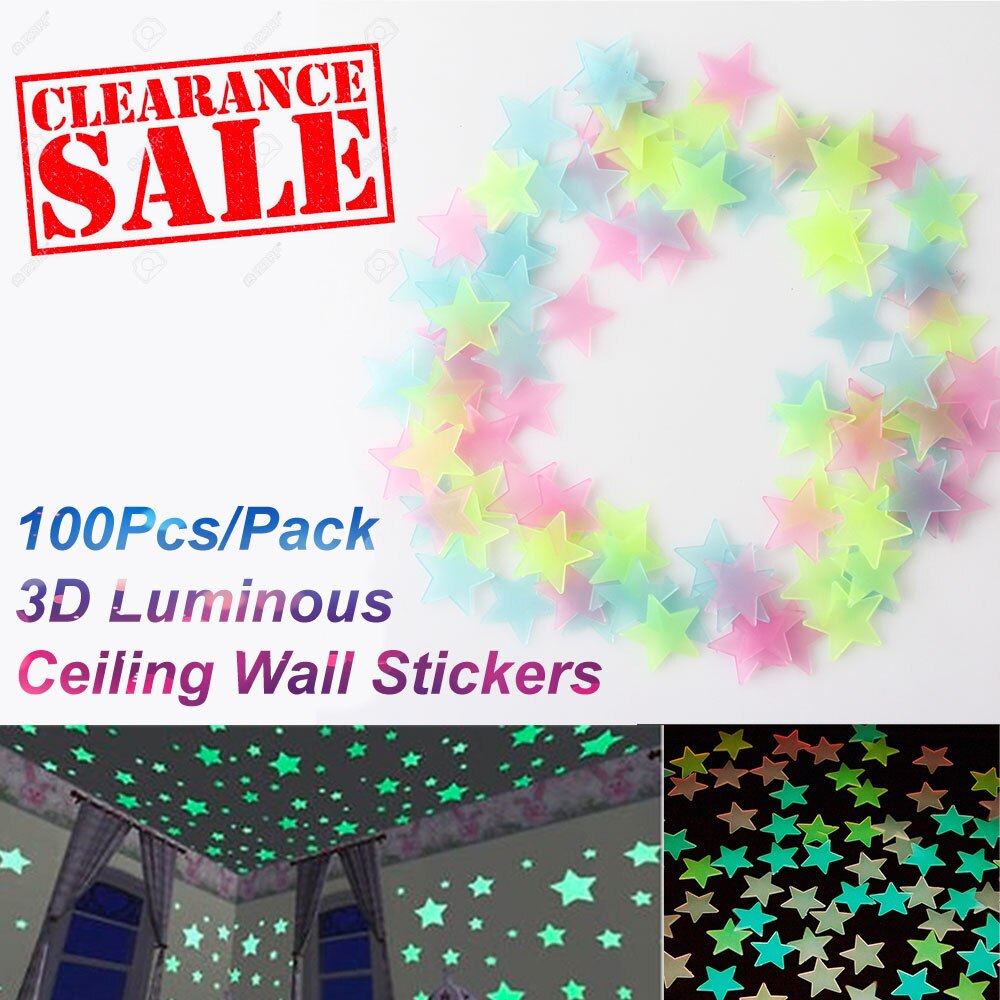 3D Lichtgevende Plafond Muurstickers 100 stks/pak Sterren In De Dark Muurstickers Tl Muurstickers Voor Slaapkamer Home Decor