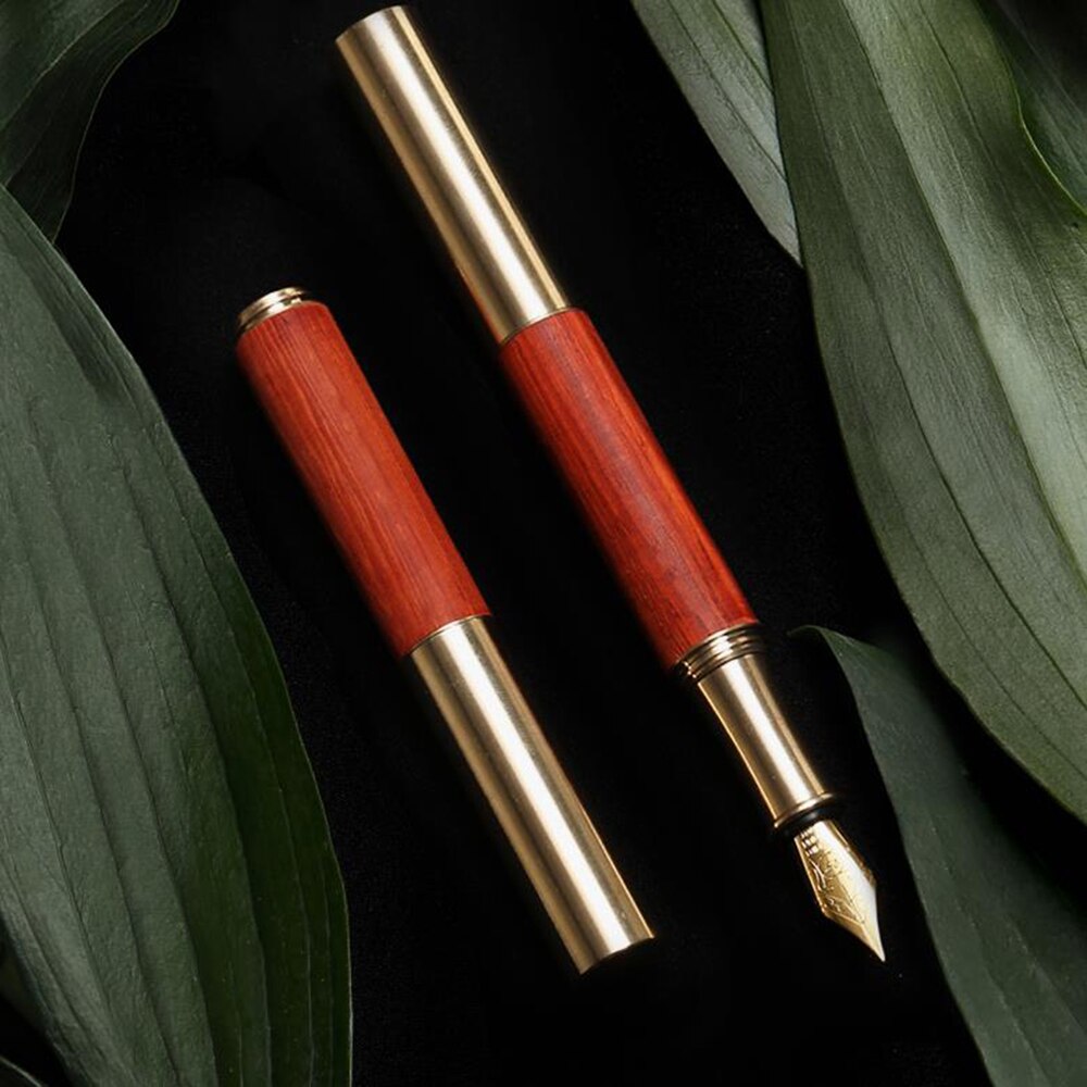 Handmade Wooden Fountain Pen Screw Cap 0.6mm Iraurita Nib Mini Brass Pen Writing Tool for Bussiness School Office