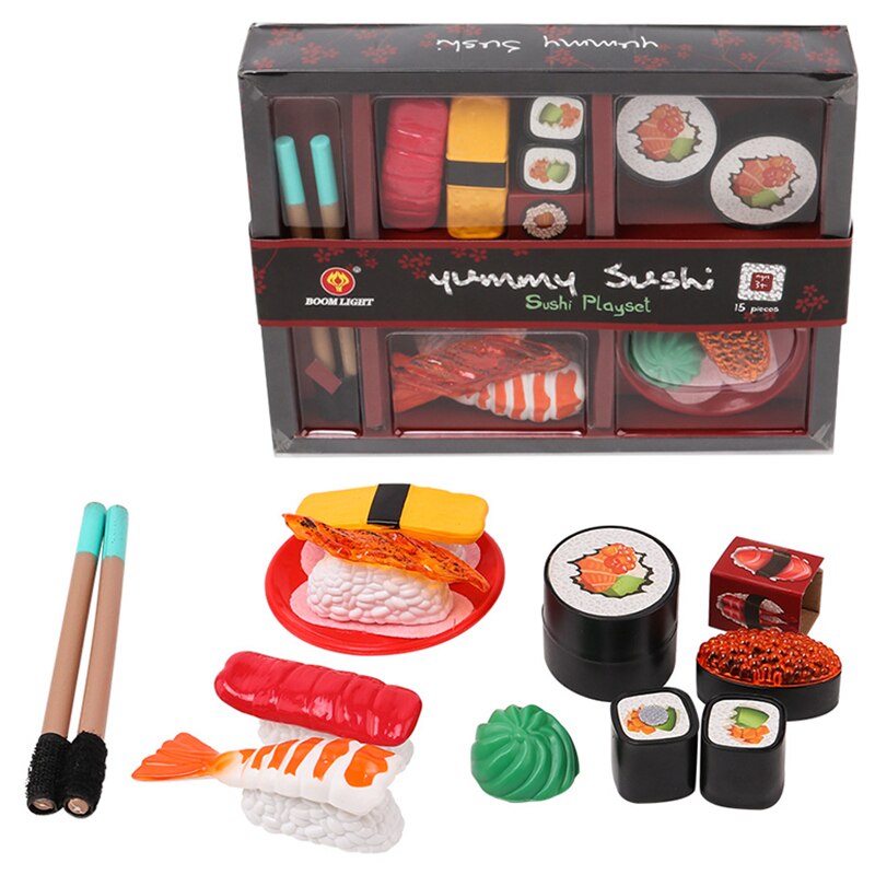 Barn simulering grill sushi låtsas mat leksak simulering sashimi japansk mat stekt kyckling bbq set matlagning lek hus leksak: Ttf 00583